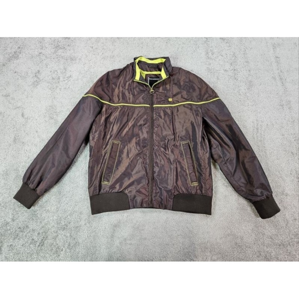Rocawear Jacket Mens Large Brown Shiny Hip Hop Urban Streetwear Windbreaker